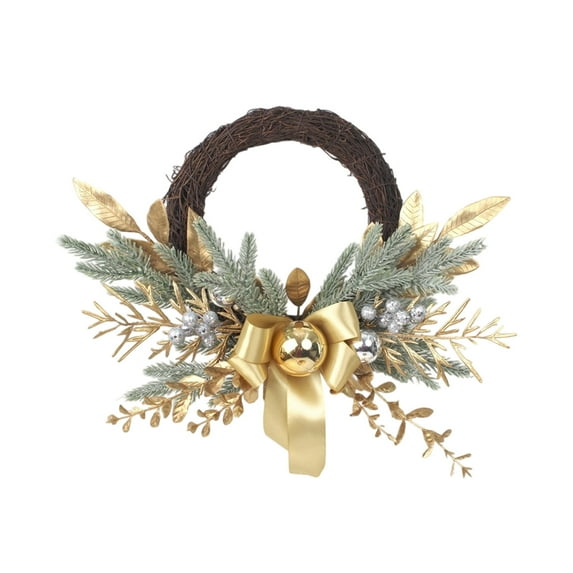 Christmas Cane Wreath Decoration - 17.72in Gold Hanging Candy Cane Ornament for Holiday Door Wall Window Fireplace Indoor Outdoor Décor