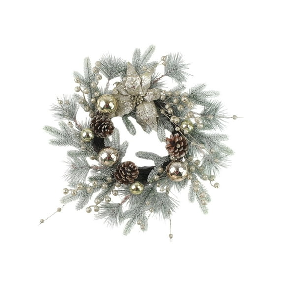 Christmas Cane Wreath Decoration - 19.69in White Hanging Candy Cane Ornament for Holiday Door Wall Fireplace Indoor Outdoor Décor