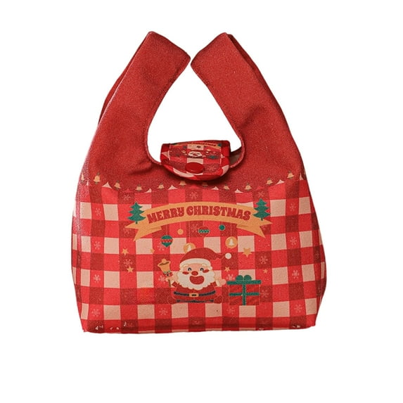 Christmas Canvas Gift Bag – Reusable Handheld Holiday Tote Bag with Festive Prints for Candy, Small Gifts & Xmas Party Decor