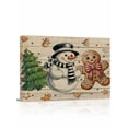 thumbnail image 1 of Christmas Canvas Print Wall Art Framed Canvas Art Wall Decor Gingerbread Man Snowman Xmas Tree Star Wood Grain Pictures Painting Morden Artwork for Living Room Bedroom, Ready to Hang - 12"x16", 1 of 6