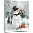thumbnail image 1 of Christmas Canvas Wall Art Decor: Snowman and Cardinal Pictures Prints, Winter Decorations Paintings Posters Artwork Indoor Framed 12"x15", 1 of 6