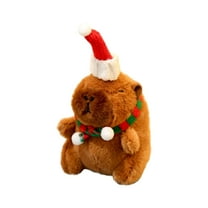 Christmas Capybara Stuffed Animal Plush, 4.72Inch Holiday Capybara with Santa Hat & Scarf, Cute Super Soft Funny Christmas Toy Gifts, Capybara Stuff Festive Decorations