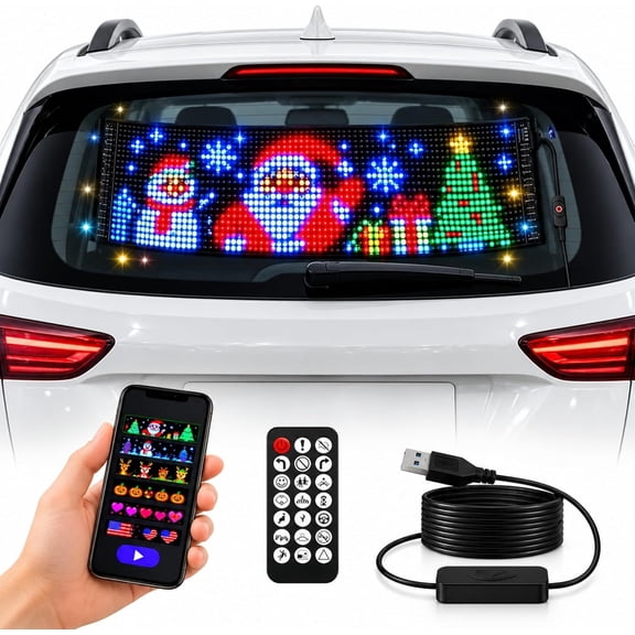 Christmas Car Lights, Animated Rear Window LED Display with Custom Text