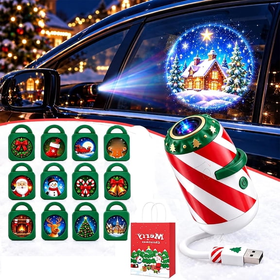 Christmas Car Projector Light, Jolly Cast Projector, Christmas Patterns Holiday Projection Lamp, Merry Ride Christmas Car Projector Light, Car Window Interior Decor