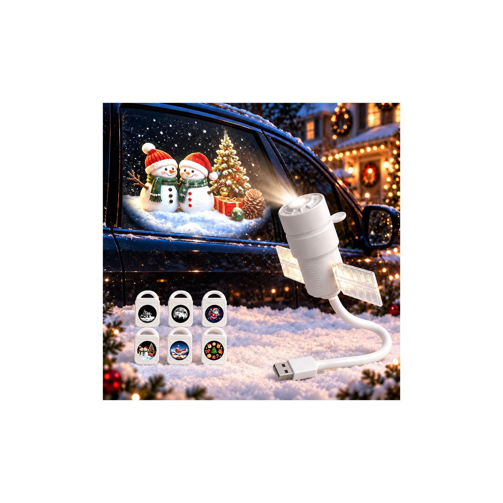 Christmas Car Projector Window Light, 16 Holiday Slides 360 Rotating ...