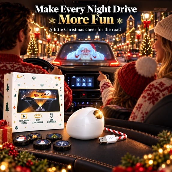Christmas Car Window Projector with 12 Festive Projection Patterns, USB ...