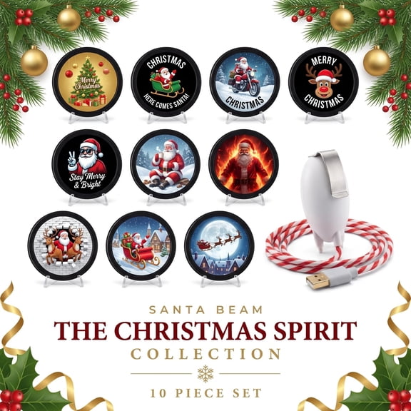 Christmas Car Window Projector, Christmas Spirit Collection, USB Powered with Swappable Scenes, 1 Piece