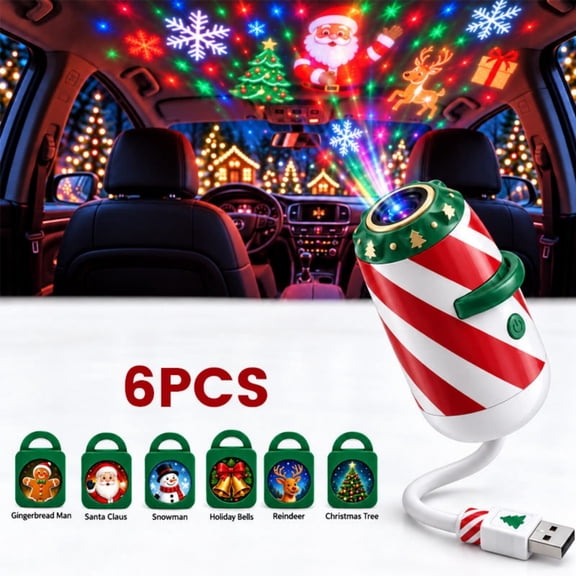 Christmas Car Window Projector,Santa Beam/Jolly Cast Proiector (6 Christmas Patterns)