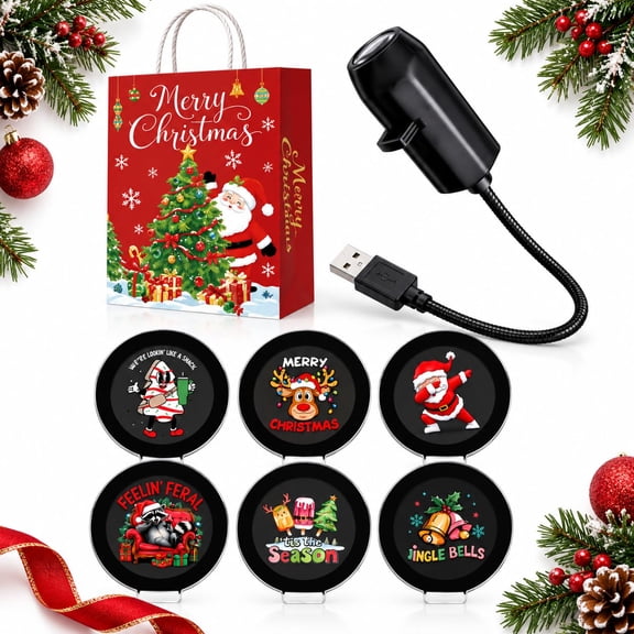 Christmas Car Window Projector, USB Plug-and-Play Light, Changeable Slides for Holiday Decor