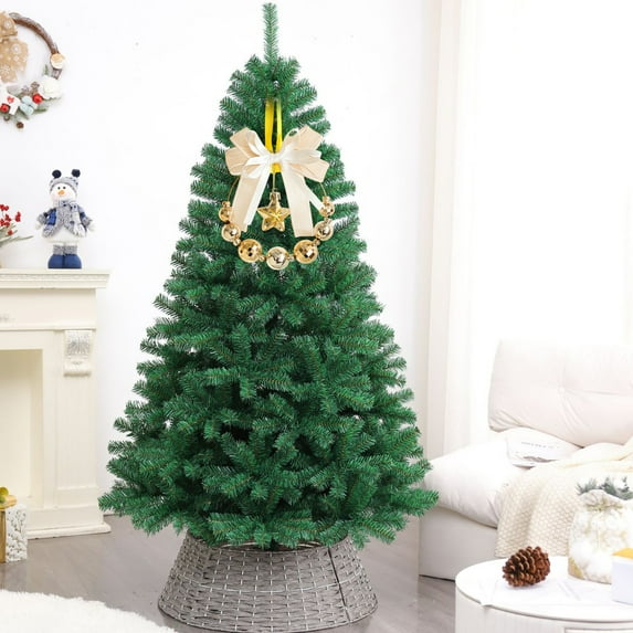 Christmas Car Wreath with Bows and Balls, 5.5 Inch Shatterproof Plastic Auto Hanging Decor for Door Home Holiday Decoration (0.066lb) Gold