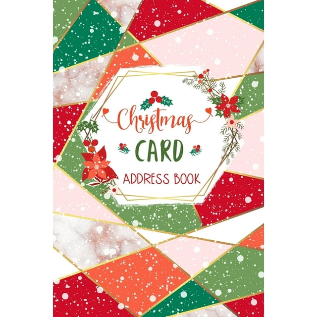 Christmas Card Address Book Elegant Red, Green and Pink Record Book