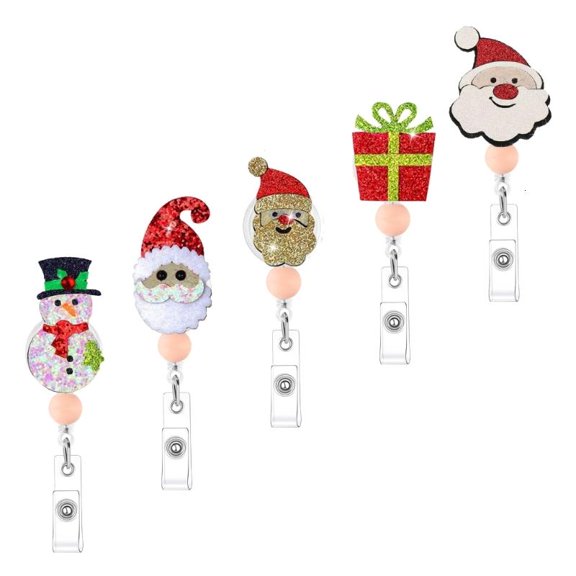 Christmas Card Badge Holder with Pocket Clip for Staff Passes and Event Check-In