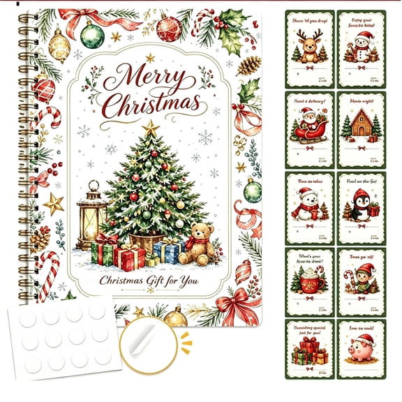 Christmas Card Gift Book Watercolor Christmas Assorted with Sealing Stickers Blank Inside for Holiday Notes Gift Giving Personalized Gifts for Family Christmas Gifts by MPOISVA