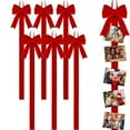 thumbnail image 1 of Christmas Card Holder Verdsylv Red Velvet Bow Christmas Card Holder, Wall Hanging Picture Photo Display for Xmas Home, Door and Window Decor, Photo Display Hanger, C, 1 of 7