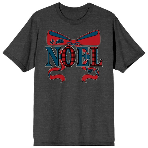 Christmas Card Noel Bw Crew Neck Short Sleeve Charcoal Heater Adult T-shirt
-XS