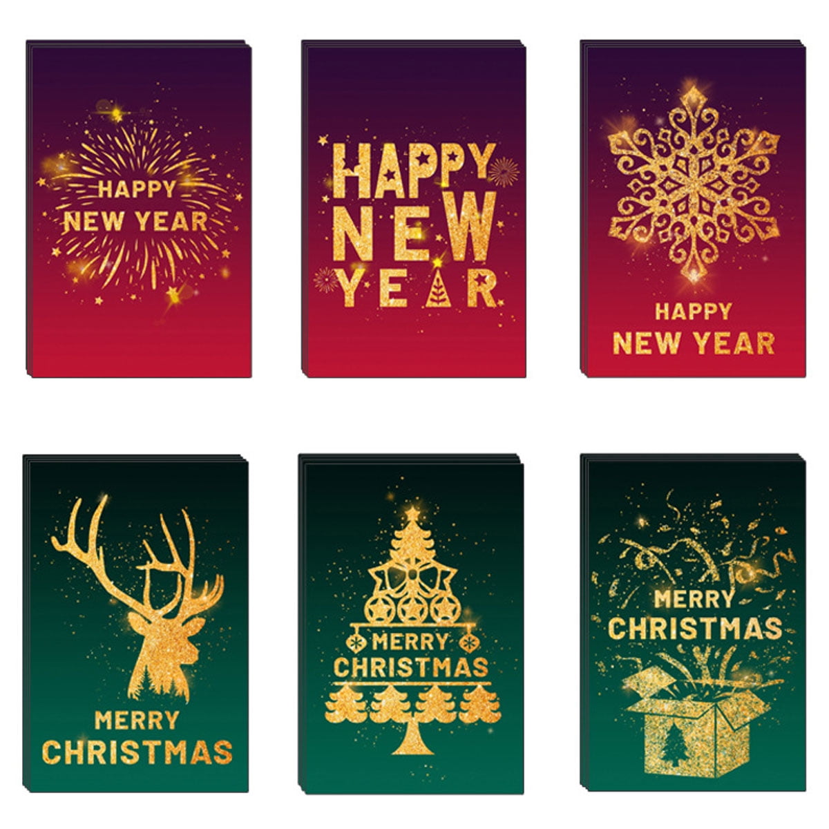Christmas Card Set Gold Leaf Holiday Card Pack Different designs