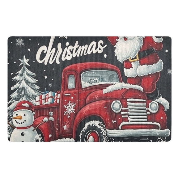 Christmas Card Snow Floor Door Mat Outdoor Indoor for Home Entrance Welcome Mats 32"x20"