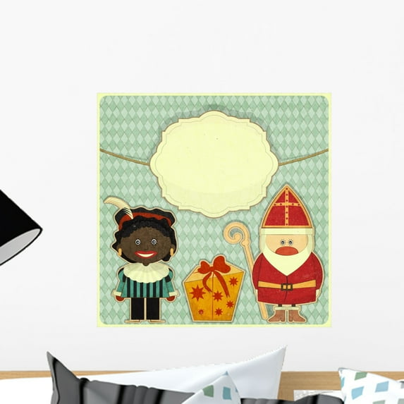 Christmas Card with Sinterklaas Wall Mural by Wallmonkeys Peel and Stick Graphic (18 in H x 18 in W) WM26833