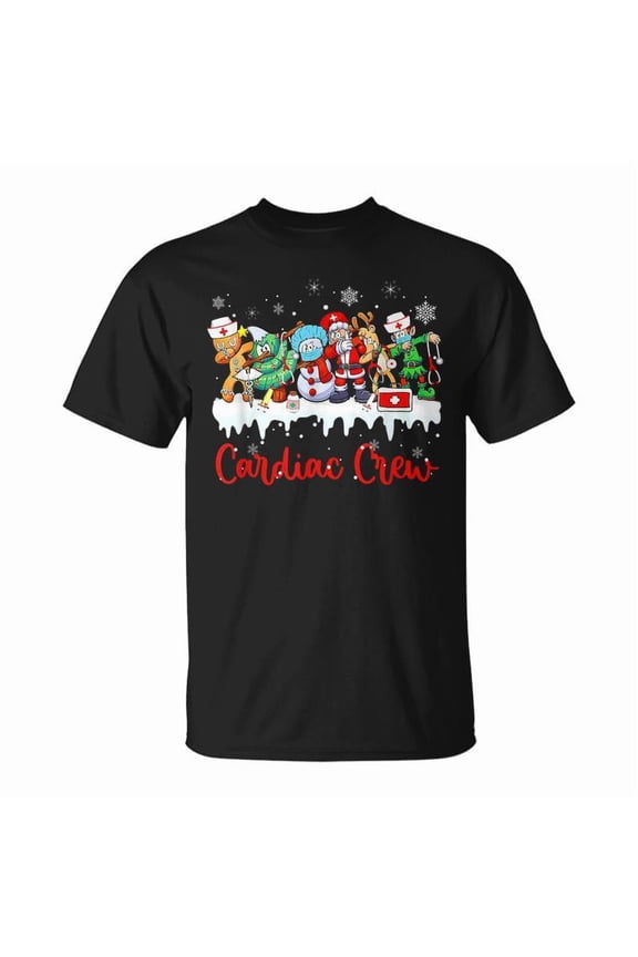 Christmas Cardiac Nurse Crew Santa Elf Friends Xmas Men Women Tshirt Graphic Print Unisex
