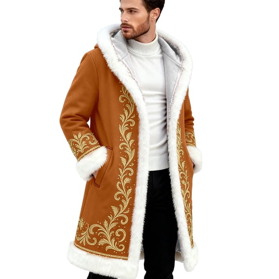 Christmas Cardigan Santa Jacket Coat for Men Hoodies Trim Warm Fashion Claus Adult Suit Outfit