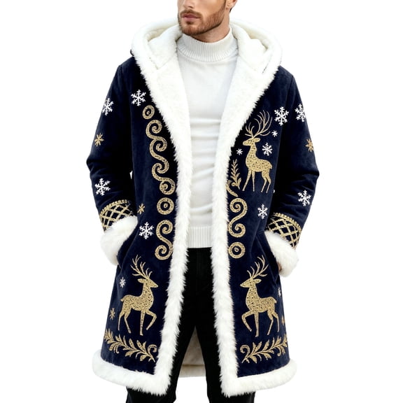 Christmas Cardigan Santa Jacket Coat for Men Hoodies Trim Warm Fashion Claus Adult Suit Outfit