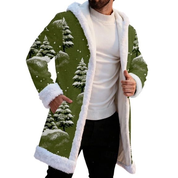 Christmas Cardigan Santa Jacket Coat for Men Hoodies Trim Warm Fashion Claus Adult Suit Outfit