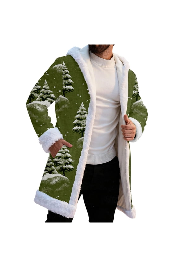Christmas Cardigan Santa Jacket Coat for Men Hoodies Trim Warm Fashion Claus Adult Suit Outfit