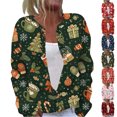 thumbnail image 1 of Christmas Cardigan Sweaters for Women Oversized Funny Xmas Tree Gift Print Casual Knit Cardigan Sweater Button Long Sleeve Open Front Cozy Fashion Fall Women's Sweaters Green M, 1 of 6