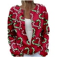 thumbnail image 1 of Christmas Cardigan Sweaters for Women Plus Size Long Sleeve Button Down Lightweight Knit Sweater Jacket Winter Xmas Open Front Holiday Christmas Sweater Red L, 1 of 5