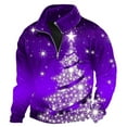 thumbnail image 1 of Christmas Cardigan Sweaters for Men Crew Neck Solid Color Plus Size Christmas Printed Mens Warm Clothing,Purple,XL, 1 of 2
