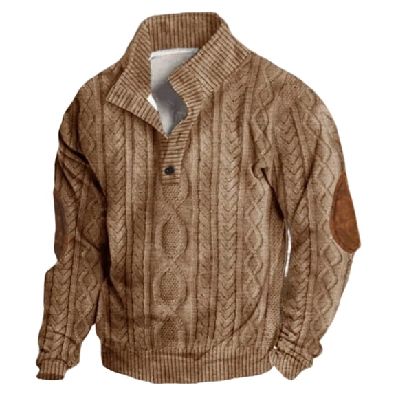Christmas Cardigan Sweaters for Men Fashion Retro Soft Crewneck Athletic Digital Print Mens Warm Clothing,Khaki,L