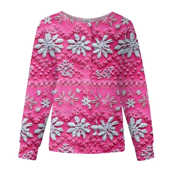 Christmas Cardigan Sweaters for Women Funny Print Pullover Fashion Xmas Holiday Tops Fall Plus Size Button Down Sweater