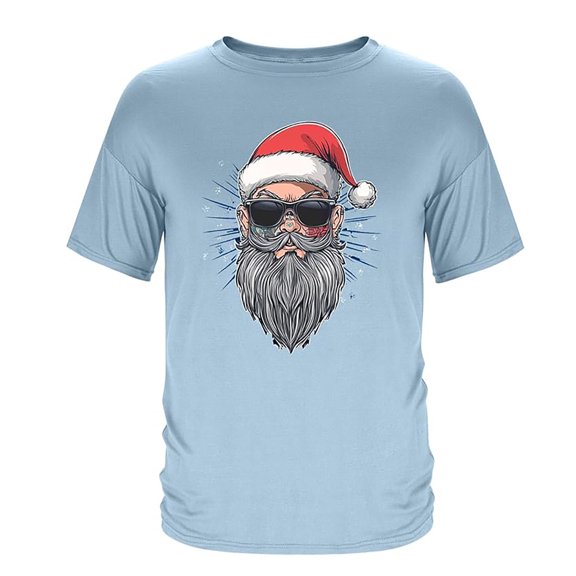 Christmas Cardigan for Men Short Sleeve with Festive Santa Design Men Fall Clothes,Blue,2XL