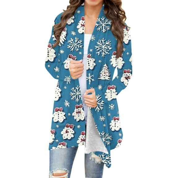 Christmas Cardigan for Women Loose Fit Long Sleeve Casual Xmas Tree Graphic Lightweight Holiday Sweaters Jackets