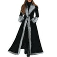thumbnail image 1 of Christmas Cardigan for Women Winter Long Retro Coat With Suede Trim Soft Lined Outerwear For Cold Weather Elegant Ethnic Style Maxi Overcoat, 1 of 5