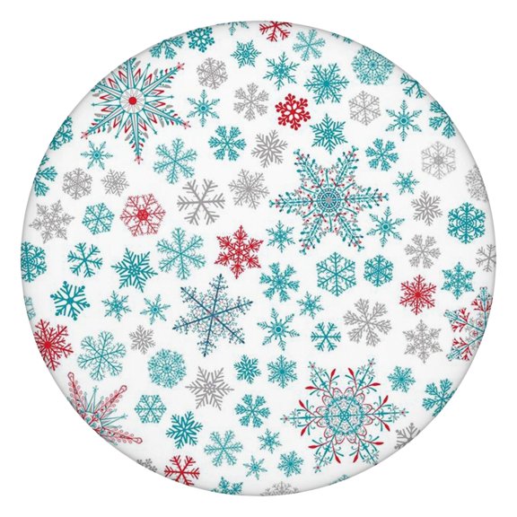 Christmas Cardinal Bird Round Table Cover with Stretchable Edge, 44 Inch Tablecloth for a Vibrant Holiday Table Presentation