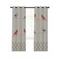 thumbnail image 1 of Christmas Cardinal Blackout Curtains, Light Blocking Print Window Curtains, Vintage Winter Birds Brown Plaid Thermal Insulated Window Drapes for Living Room Kitchen Cafe 2 Panels, 84"W x 84"L, 1 of 9