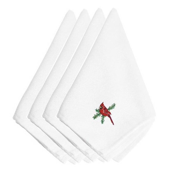 Christmas Cardinal Embroidered Napkins, Set of 4