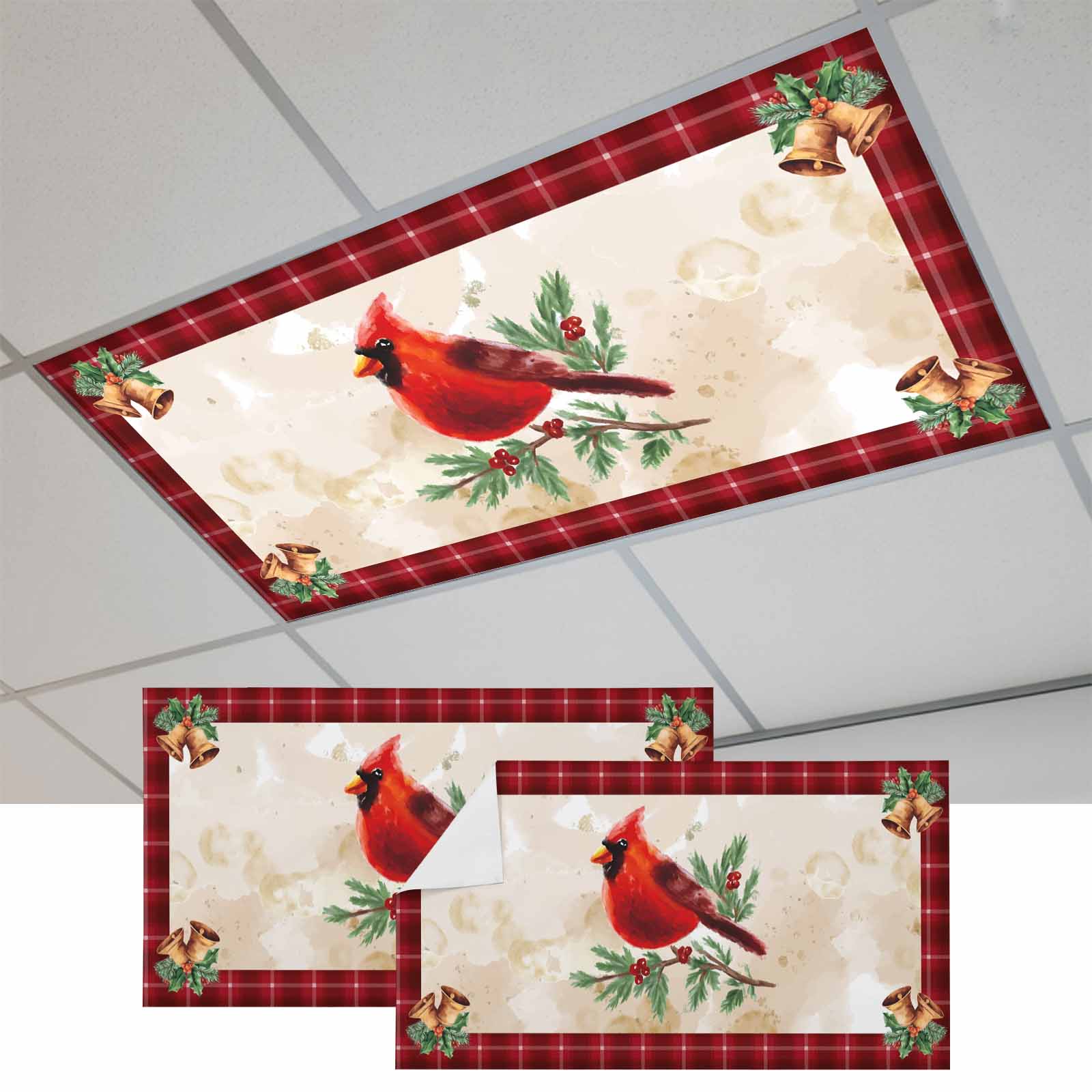 Christmas Cardinal Fluorescent Light Covers, Winter Red Bird Vintage ...
