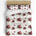 thumbnail image 1 of Christmas Cardinal Full Size Comforter Set, Red Bird Poinsettia Leaf Winter Soft Bedding for All Seasons, 4 Pcs Bed Set with 1Comforter (86"x86") ,1 Sheet(80"x116"), 2 Pillowcases (19"x29"), 1 of 7