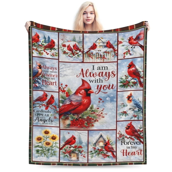 Christmas Cardinal Gifts for Women - Cardinal Throw Blanket, Christmas Birthday Memorial Gifts for Men Women, Red Birds Cozy Flannel Throw Blanket for Bedroom Couch Decor 50x40