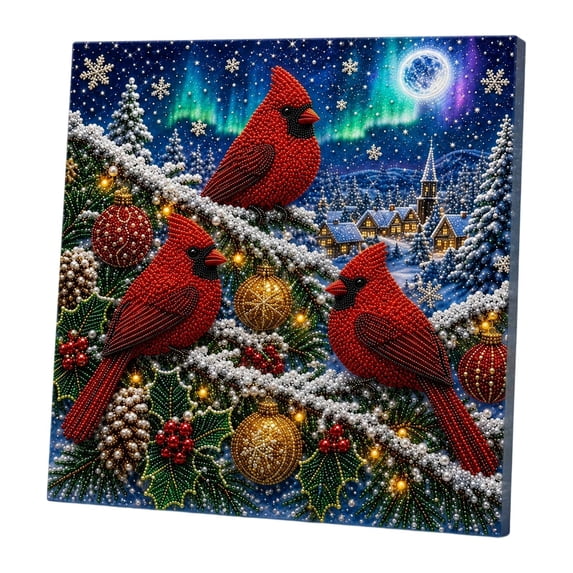 Christmas Cardinal Pearl Diamond Painting Kit DIY Dot Gem Art 5D Diamond Craft Kit Pearl Bead Art Kit Holiday Set Adults Beginner Crafts Stress Relief Birthday Gifts