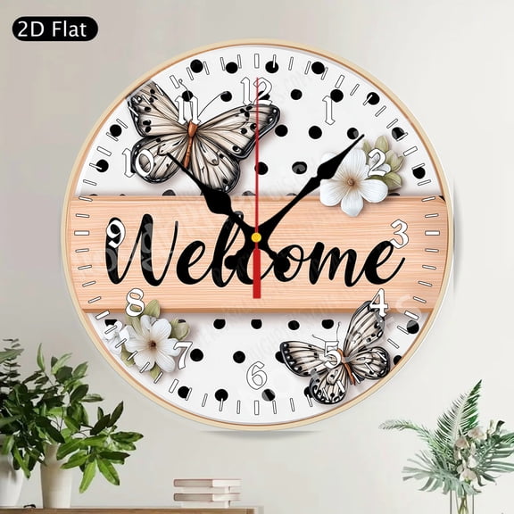 Christmas Cardinal Poinsettia Round Wall Clock Silent Rustic Holiday Farmhouse Decor