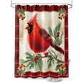 thumbnail image 1 of Christmas Cardinal Shower Curtain Set ，Waterproof Fabric Shower Curtains Red Bird Berry Holly Bells Red Plaid Shower Curtains for Bathroom,Bathroom Decor 36"x72", 1 of 6