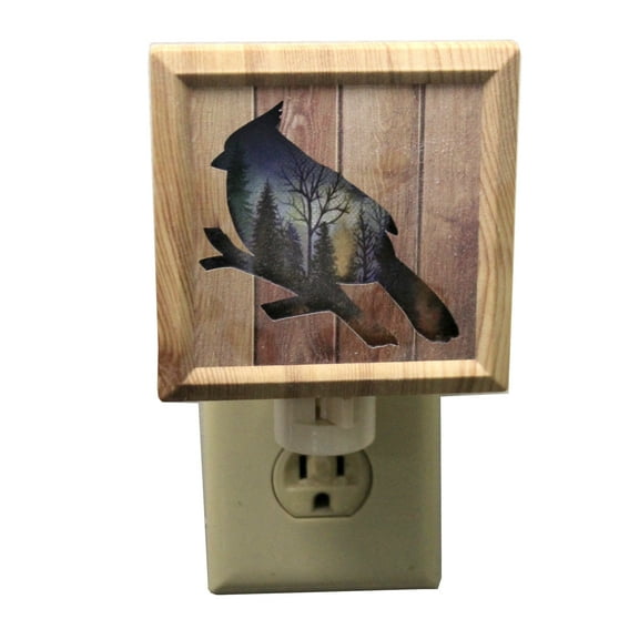Christmas Cardinal Silhouette Night Light Plastic Red Bird Electric 160218