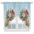 thumbnail image 1 of Christmas Cardinal Swag Valances for Windows, Kitchen Curtains 36 Inch Length 2 Panels Set, Winter Xmas Poinsettia Berry Sky Blue Short Curtains for Small Windows Rod Pocket Cafe Curtains 28"x36", 1 of 8