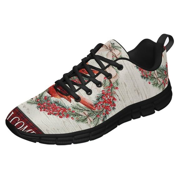 Christmas Cardinal Welcome Running Shoes Sneakers Mesh Black Size 11