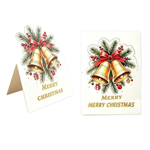 Christmas Cards 20 Pack Gold Foil Merry Christmas Note Cards with Envelopes Bell Design Holiday Greeting Cards for Family Friends Home