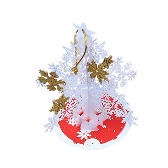 Christmas Cards 3D Popup Snowflake Tree Greeting Card Invitation Message Card with Envelope Thanksgiving Day Gift