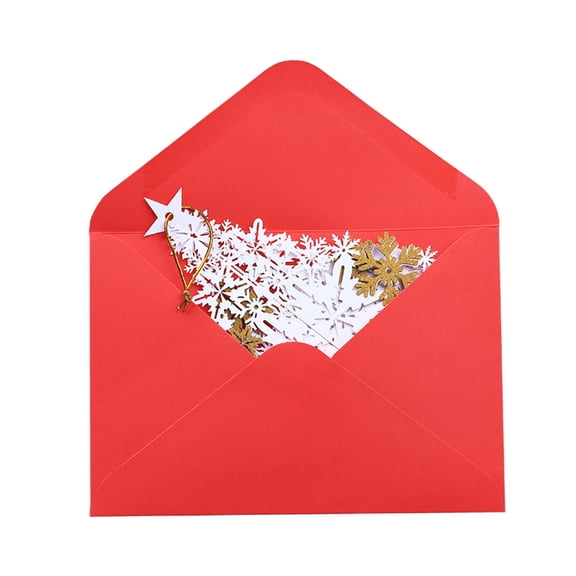 Christmas Cards 3D Popup Snowflake Tree Greeting Card Invitation Message Card with Envelope Thanksgiving Day Gift